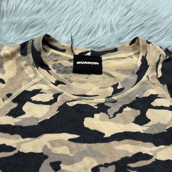 Monrow Camo Pullover Sweatshirt sz S - Picture 2 of 9